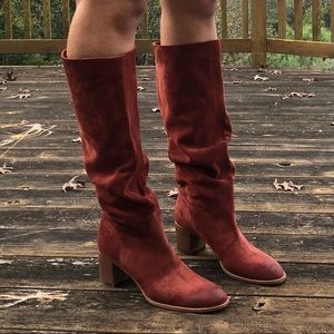 New Red Suede Boots Distressed Tip - Free People